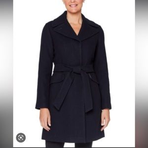 kate spade new york - Belted Wrap Coat - Navy Blue